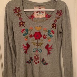 Johnny Was JW embroidered long sleeve shirt